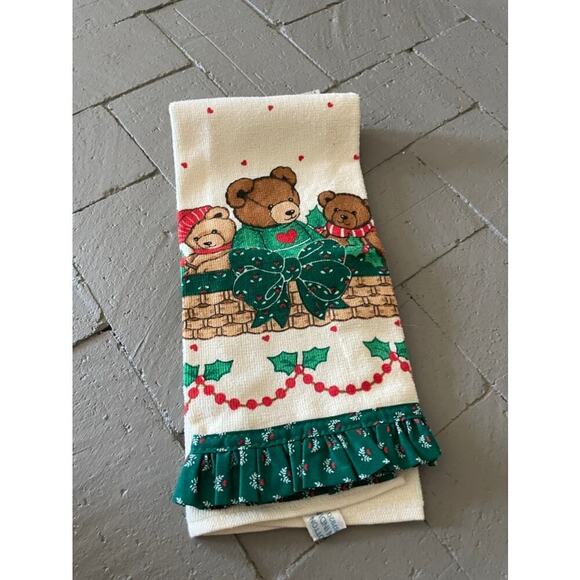 Beary Christmas Vintage Hand Towel Holiday NWT - Picture 1 of 7